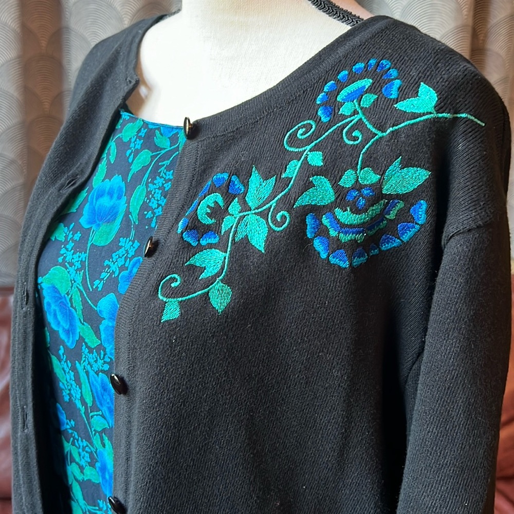 Sarah Elizabeth sleeveless dress with button up shirt sleeve knit sweater cover